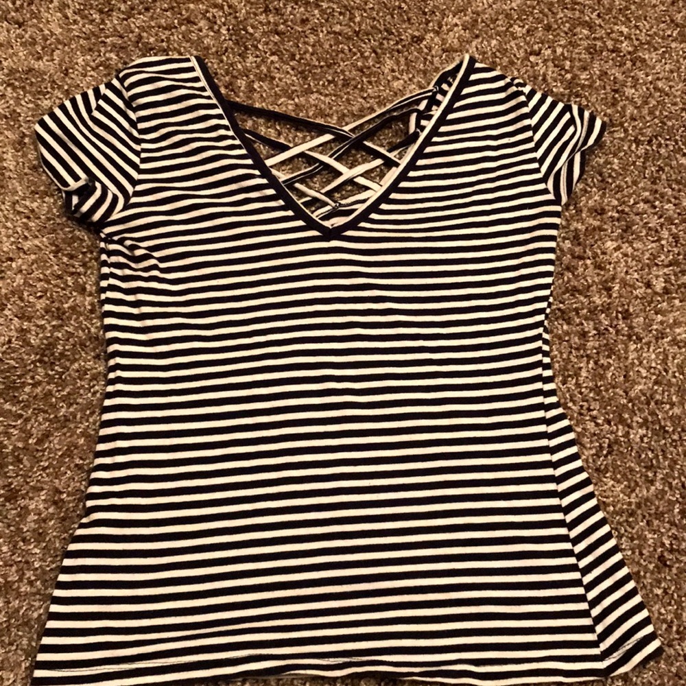 Stripped blue and white top